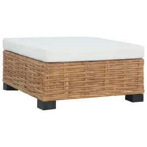 Podnóżek z poduszką, naturalny rattan