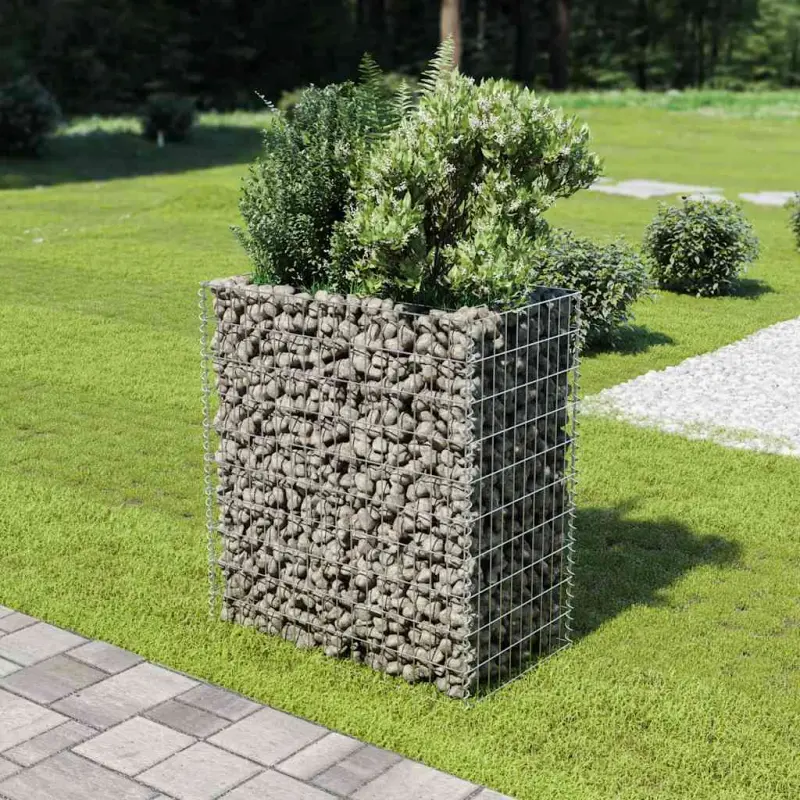 Podwyższona donica gabionowa, galwanizowana stal, 90x50x100 cm