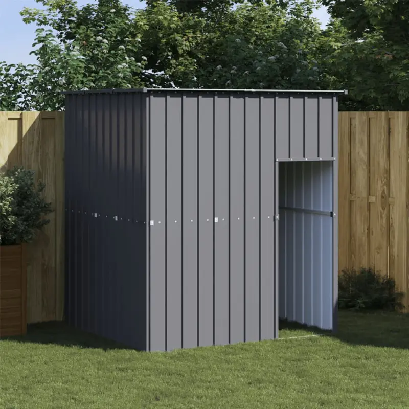 Buda dla psa, z dachem, antracytowa, 165x153x181 cm, stal