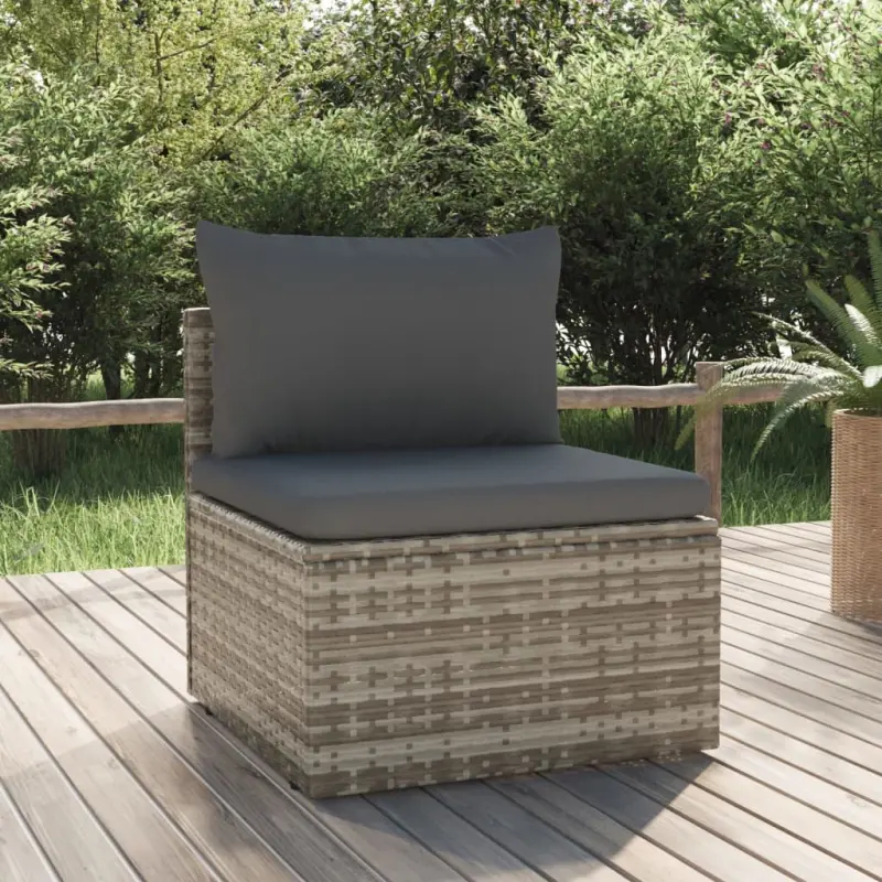 Ogrodowa sofa narożna z poduszkami, szara, 57x57x56 cm