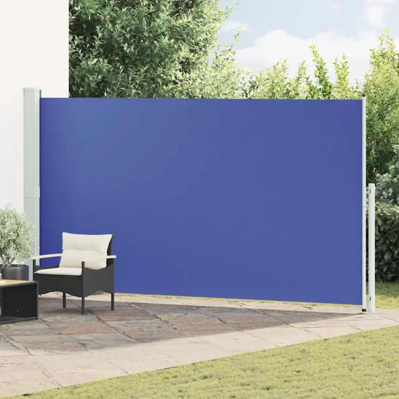 Zwijana markiza boczna na taras, 200x500 cm, niebieska