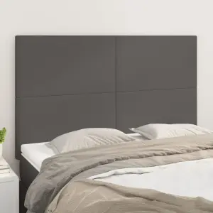 Zagłówek szary 144x5x118/128 cm skóra ekologiczna