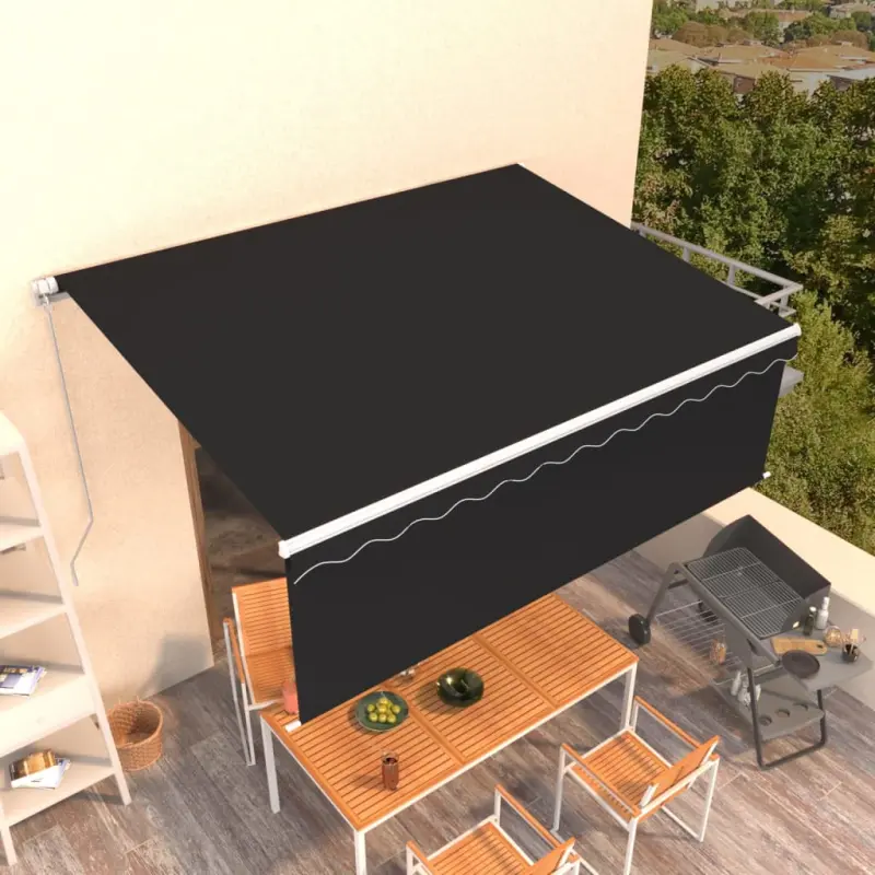 Ręcznie zwijana markiza z zasłoną, 4x3 m, antracytowa
