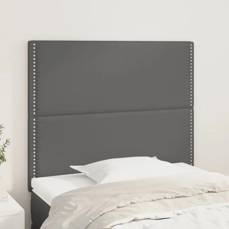 Zagłówek szary 90x5x118/128 cm skóra ekologiczna