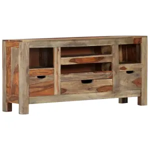 Szafka, szara, 100x30x50 cm, z litego drewna akacjowego