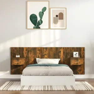 Wezgłowie z szafkami, przydymiony dąb, materiał drewnopochodny