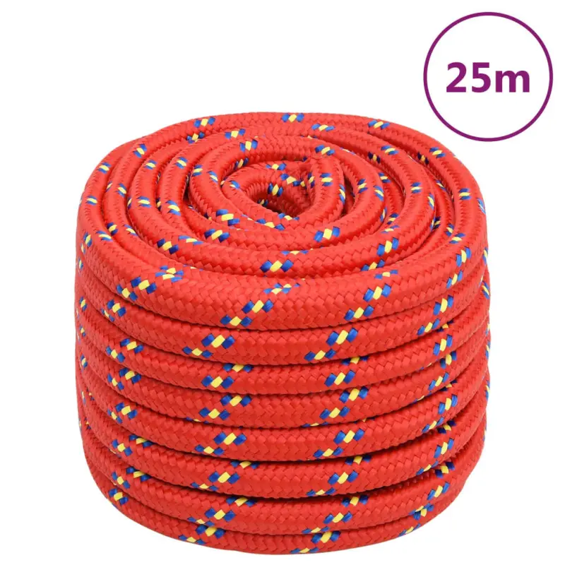 Linka żeglarska, czerwona, 20 mm, 25 m, polipropylen
