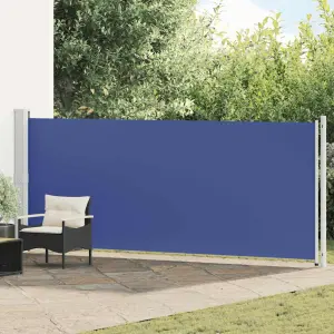 Wysuwana markiza boczna na taras, 600 x 160 cm, niebieska