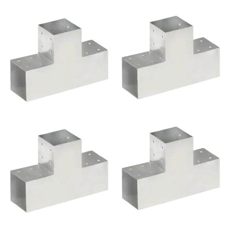 Łączniki w kształcie T, 4 szt., galwanizowany metal, 101x101 mm