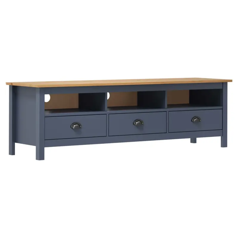 Szafka pod TV Hill, szara, 158x40x47 cm, lite drewno sosnowe