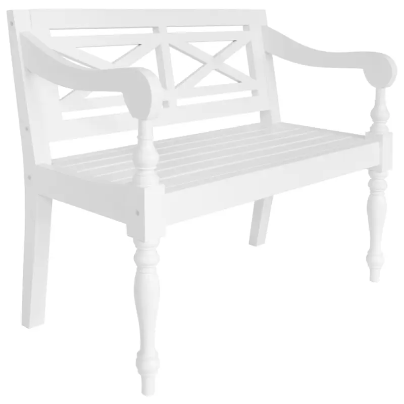 Ławka Batavia, 98 cm, lite drewno mahoniowe, biała