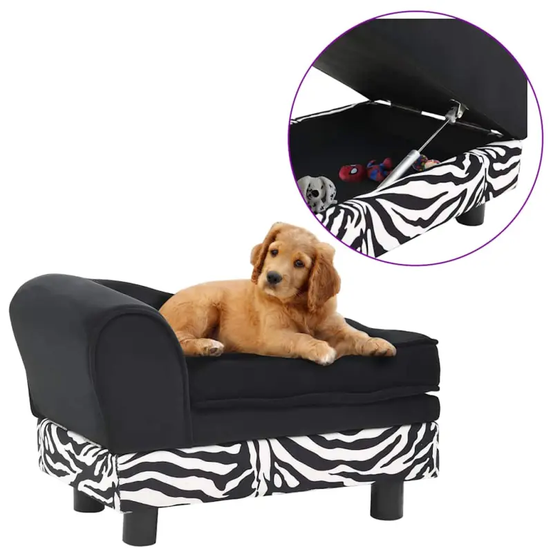 Sofa dla psa, czarna, 57x34x36 cm, pluszowa