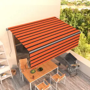 Ręcznie zwijana markiza z zasłoną, 4x3 m, pomarańczowo-brązowa