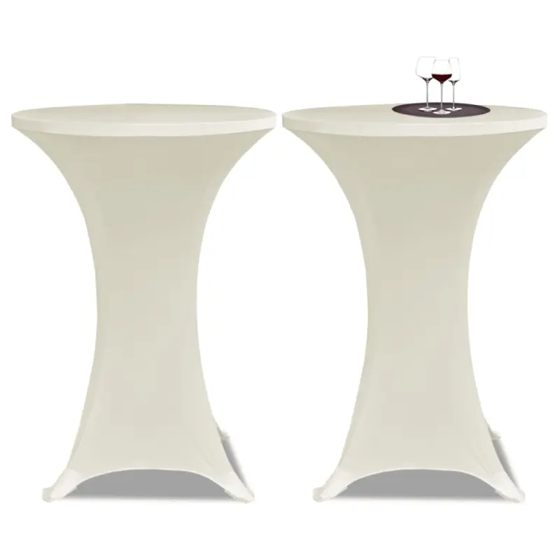Obrus na stół barowy Ø 80 cm kremowy rozciągany 2 szt