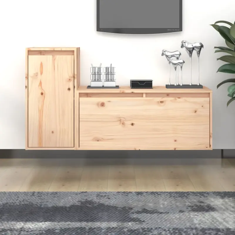 Szafki pod TV, 2 szt., lite drewno sosnowe