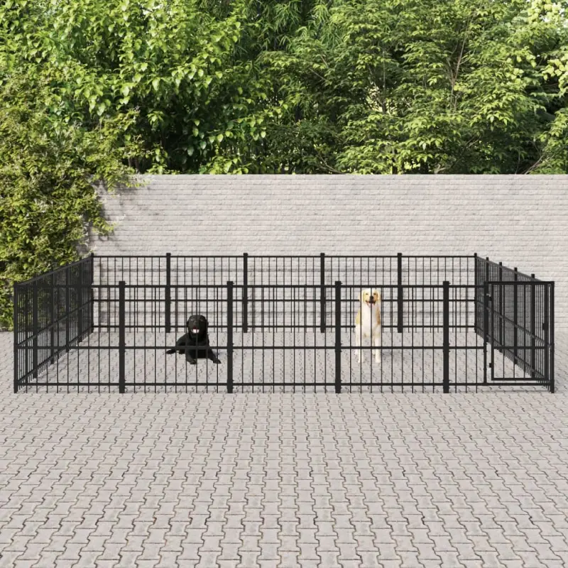 Kojec zewnętrzny dla psa, stalowy, 23,52 m²