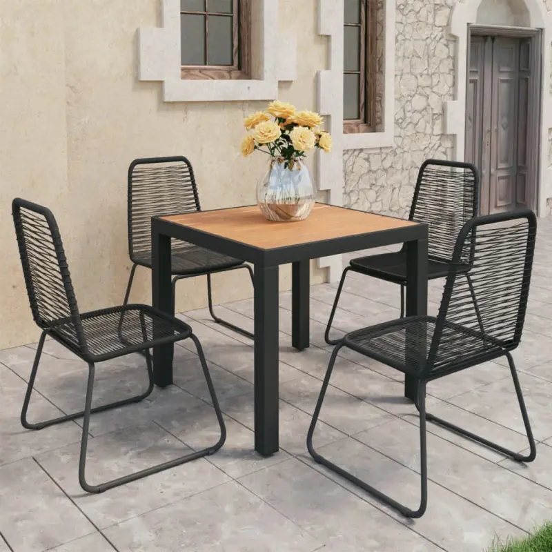 5-częściowy zestaw mebli ogrodowych, rattan PVC, czarno-brązowy
