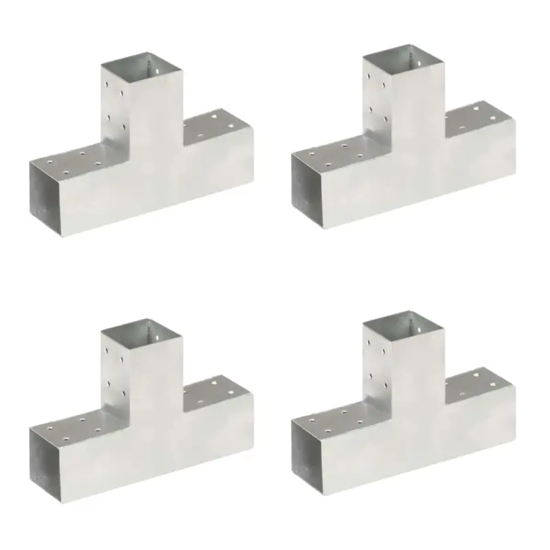 Łączniki w kształcie T, 4 szt., galwanizowany metal, 71x71 mm