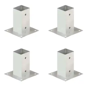 Podstawy słupów, 4 szt., galwanizowany metal, 71 mm