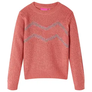 Sweter dziecięcy z dzianiny, średni róż, 140