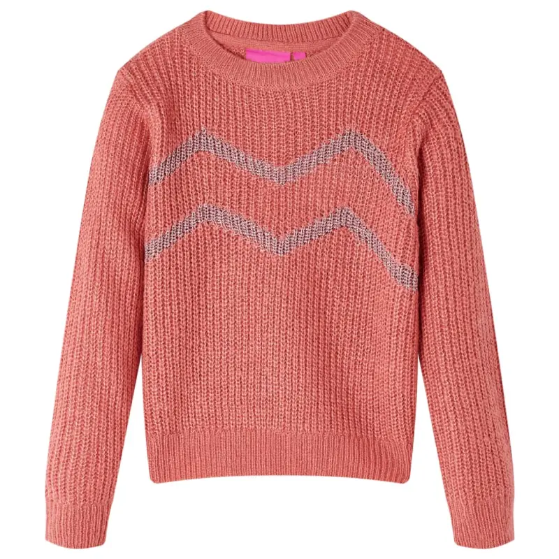 Sweter dziecięcy z dzianiny, średni róż, 140