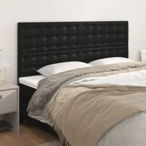 Zagłówek czarny 200x5x118/128 cm skóra ekologiczna