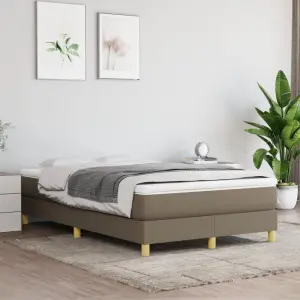 Łóżko kontynentalne, taupe, 120x200 cm, obita tkaniną