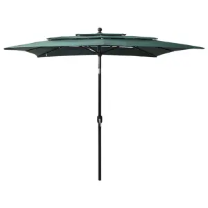 3-poziomowy parasol na aluminiowym słupku, zielony, 2,5x2,5 m