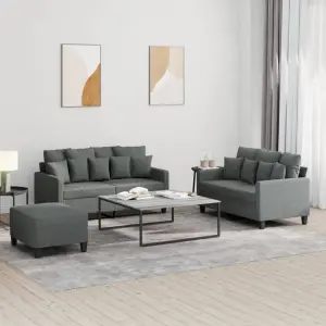 3-częściowy komplet wypoczynkowy, obity tkaniną, ciemnoszary