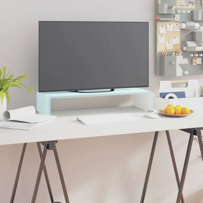 Podstawka pod monitor / TV, zielone szkło, 60x25x11 cm