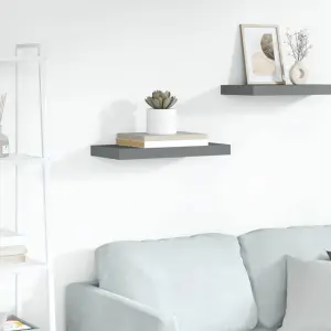 Półka ścienna, wysoki połysk, szara, 50x23x3,8 cm, MDF