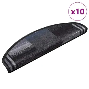 Samoprzylepne nakładki na schody 10 szt. 65x21x4cm czarno-szare