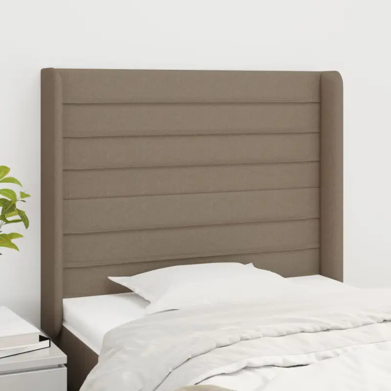 Zagłówek uszak, taupe, 93x16x118/128 cm, tkanina