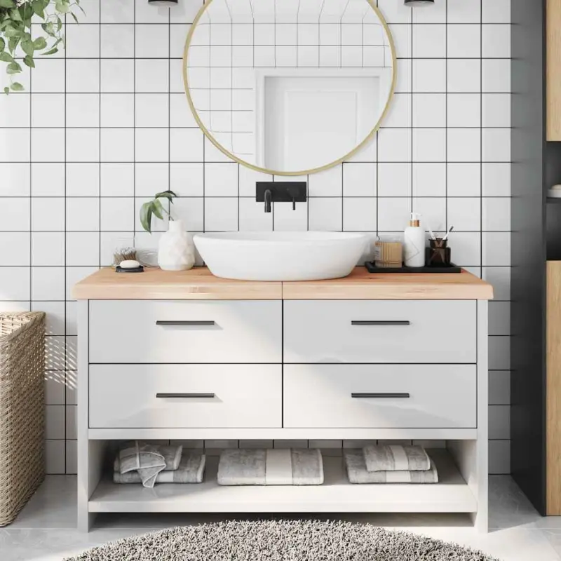 Blat do łazienki, 140x60x(2-6) cm, surowe, lite drewno