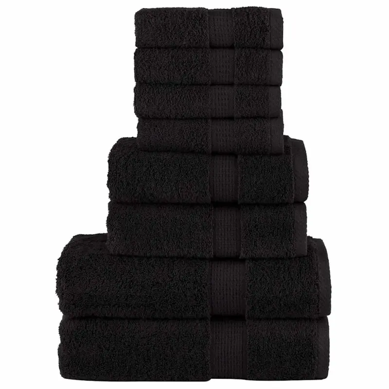 8-częściowy zestaw ręczników premium SOLUND, czarny, 600 g/cm²