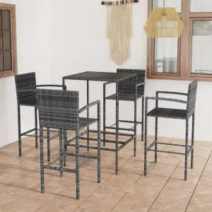 5-cz. zestaw mebli barowych do ogrodu, rattan PE, szary