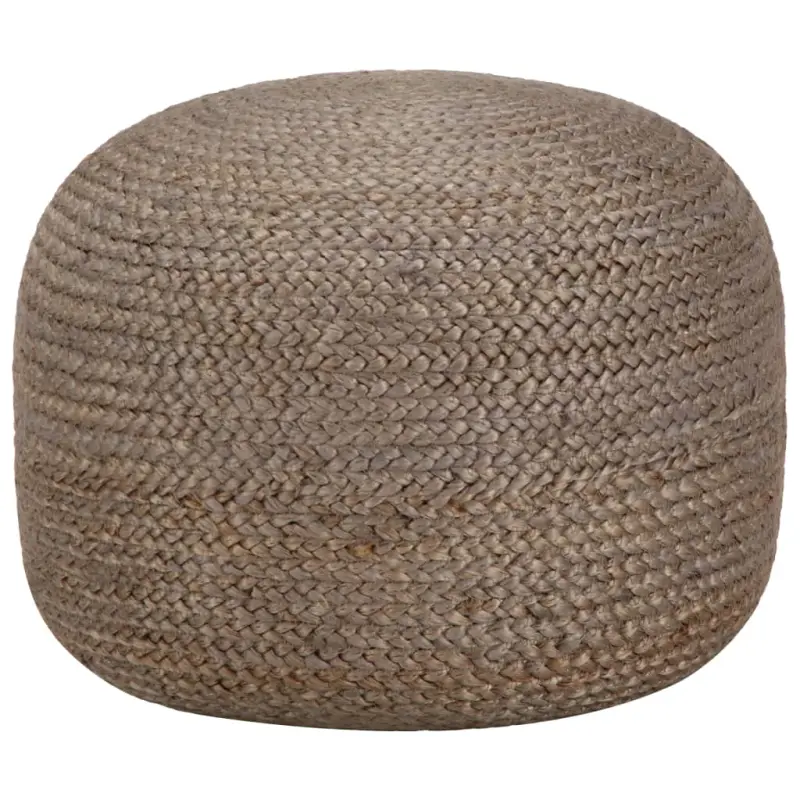 Ręcznie robiony puf, jasnoszary, 45 x 30 cm, juta