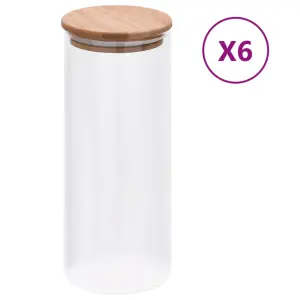 Szklane słoje z bambusową pokrywką, 6 szt., 1000 ml