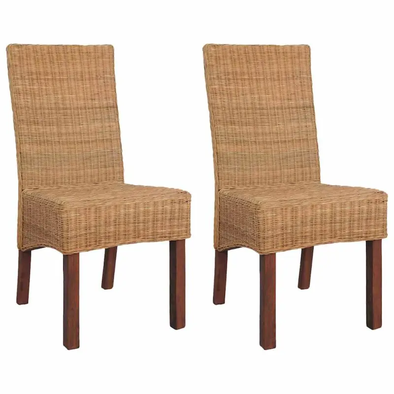 Krzesła stołowe, 2 szt., brązowe, naturalny rattan
