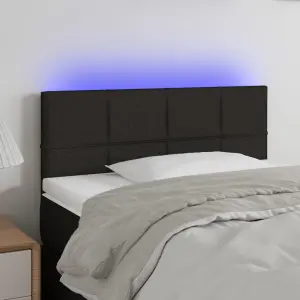 Zagłówek do łóżka z LED, czarny, 100x5x78/88 cm, tkanina