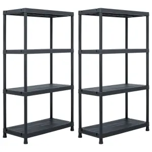 Regały magazynowe, 2 szt., czarne, 60x30x138 cm, plastikowe