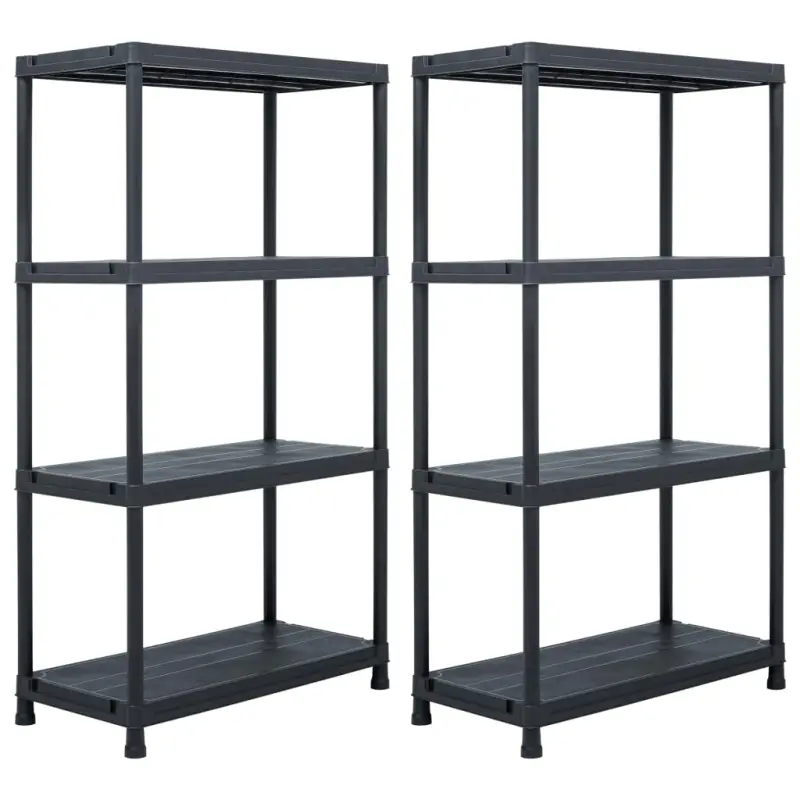 Regały magazynowe, 2 szt., czarne, 60x30x138 cm, plastikowe