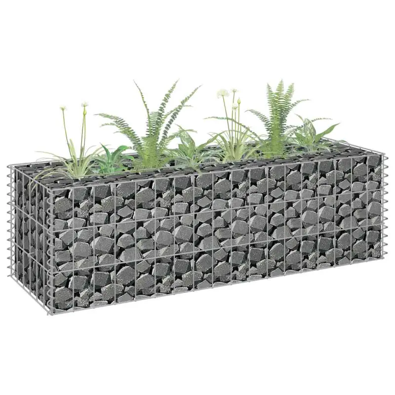 Podwyższona donica gabionowa, galwanizowana stal, 90x30x30 cm