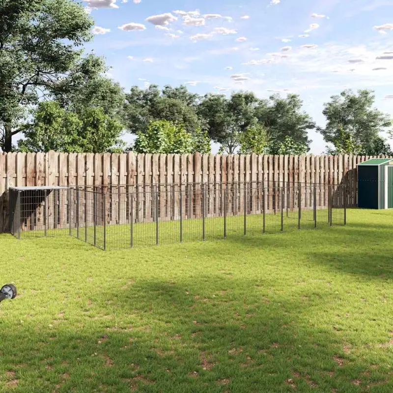 Kojec dla psa, czarny, 22,99 m², stalowy