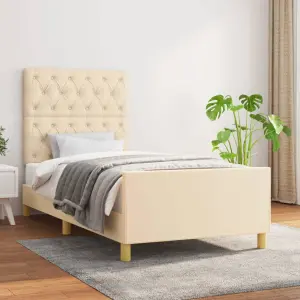 Rama łóżka bez materaca Kremowa 80x200 cm Tkanina