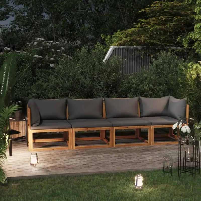 Meble ogrodowe 4-osobowa sofa z litego drewna akacjowego i poduszkami