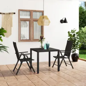 Meble ogrodowe 3-częściowe czarne z rattanu PE i aluminium stabilne
