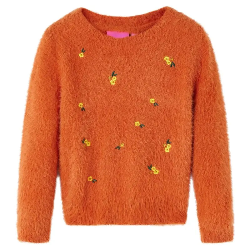 Sweter dziecięcy z dzianiny, palony pomarańcz, 128