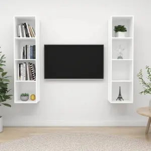 Wiszące szafki TV, 2 szt., białe, płyta wiórowa