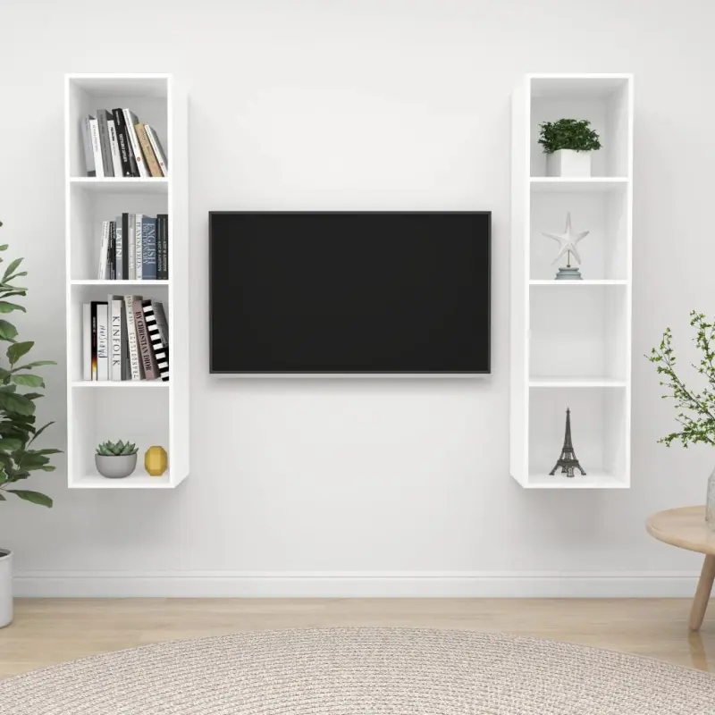 Wiszące szafki TV, 2 szt., białe, płyta wiórowa